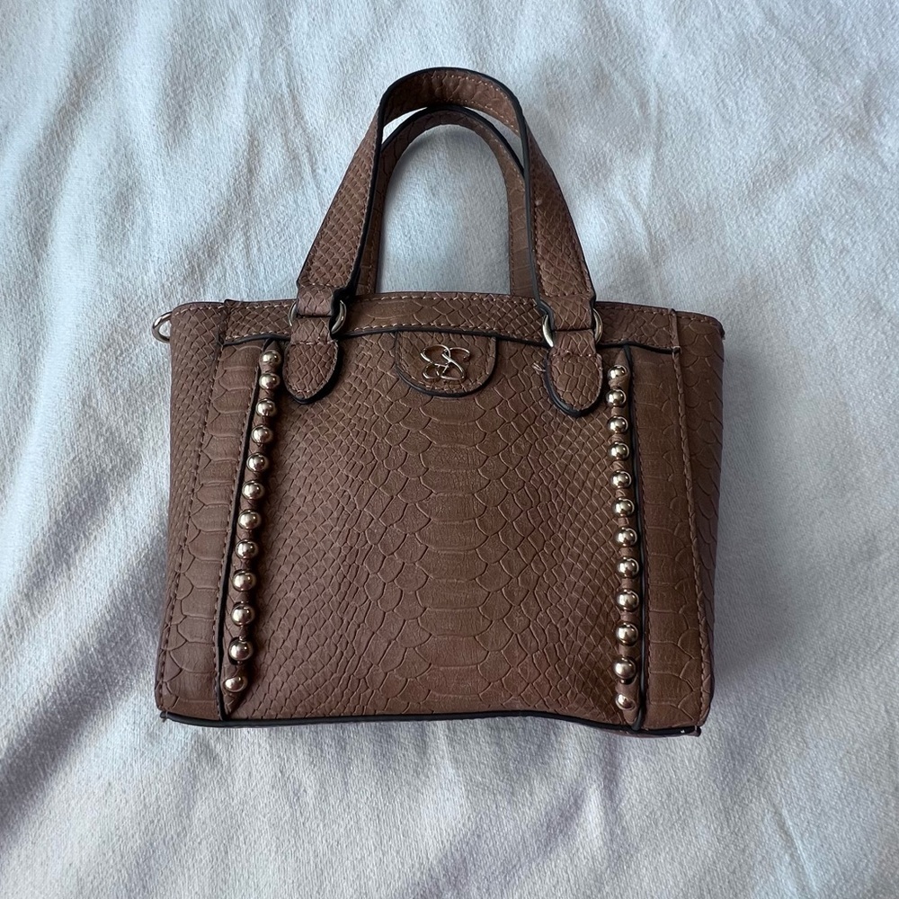 Jessica Simpson Brown Satchel with Gold Accents